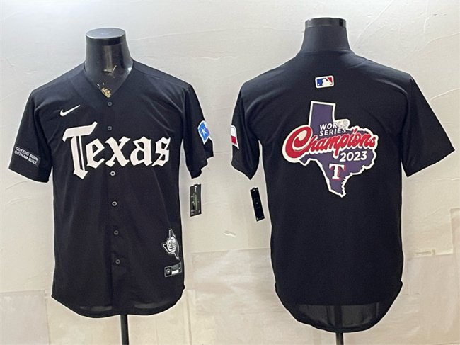 Men's Texas Rangers Team Big Logo Black Gothic Mexico 2025 Vapor Jersey