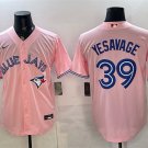 Men's Toronto Blue Jays #39 Trey Yesavage Pink 50 Seasons Patch Stitched Jersey