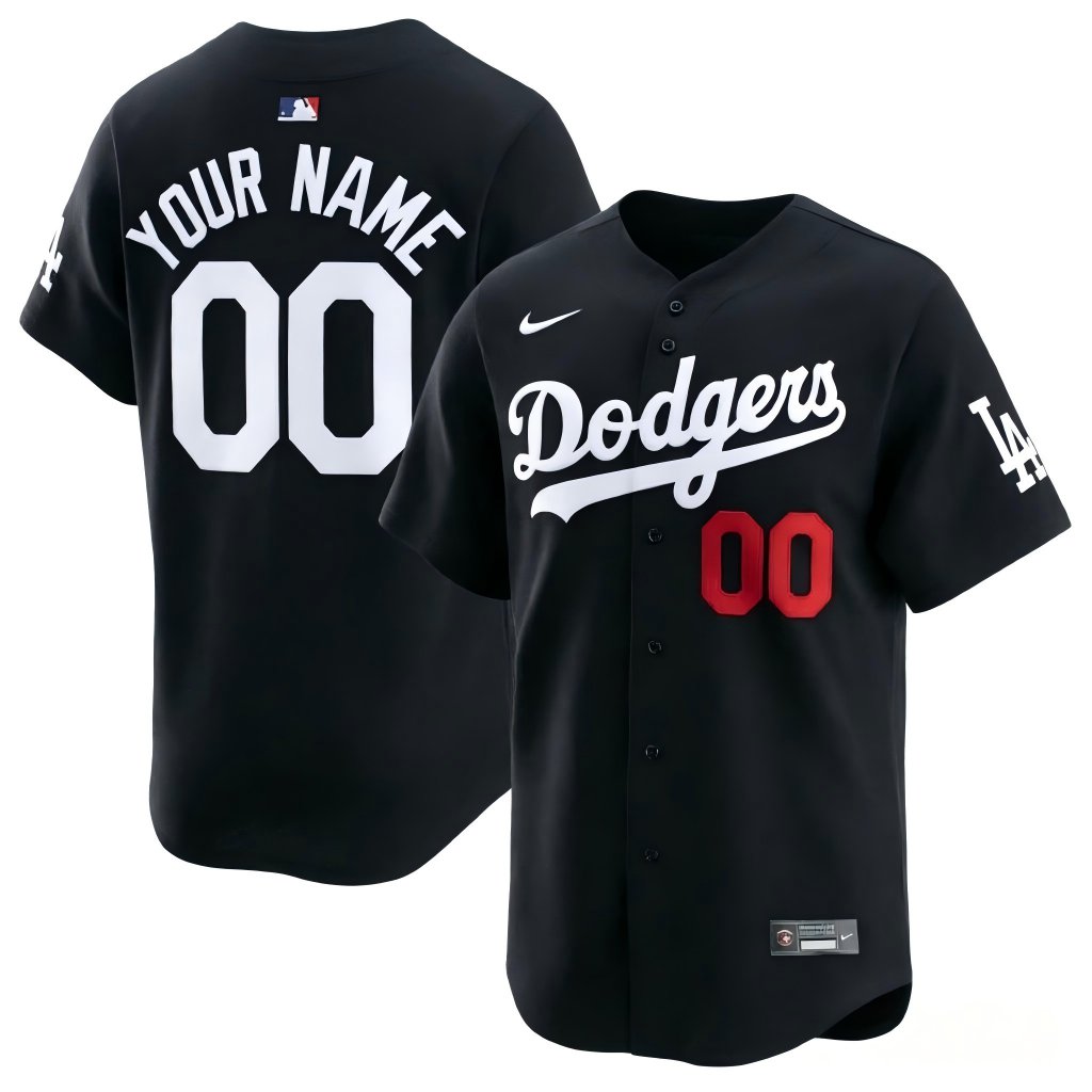 Los Angeles Dodgers #00 Custom Cool Baseball Stitched Black Fashion Jersey