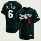Mens Los Angeles Dodgers #6 H.S.Kim Black Fashion Limited Jersey