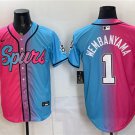 Men's San Antonio Spurs #1 Victor Wembanyama Pink Blue Limited Stitched Jersey