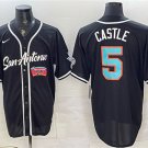 Men's San Antonio Spurs #5 Stephon Castle Black Stitched Baseball Jersey