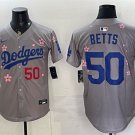 Men's Los Angeles Dodgers #50 Mookie Betts Grey 2025 Tokyo Series Limited Jersey
