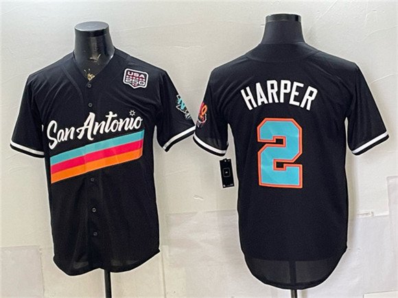 Men's San Antonio Spurs #2 Dylan Harper Black USA 250' Patch City Edition Jersey