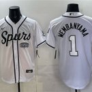 Men's San Antonio Spurs #1 Victor Wembanyama White Stitched Baseball Jersey