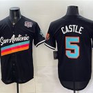 Men's San Antonio Spurs #5 Stephon Castle Black USA 250' Patch City Edition Jersey