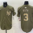 Men's New York Yankees #3 Babe Ruth Olive 2026 Armed Forces Day Stitched Jersey