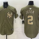 Men's New York Yankees #2 Derek Jeter Olive 2026 Armed Forces Day Stitched Jersey