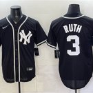 Men's New York Yankees #3 Babe Ruth 2026 Fashion Replica Black Out Stitched Jersey