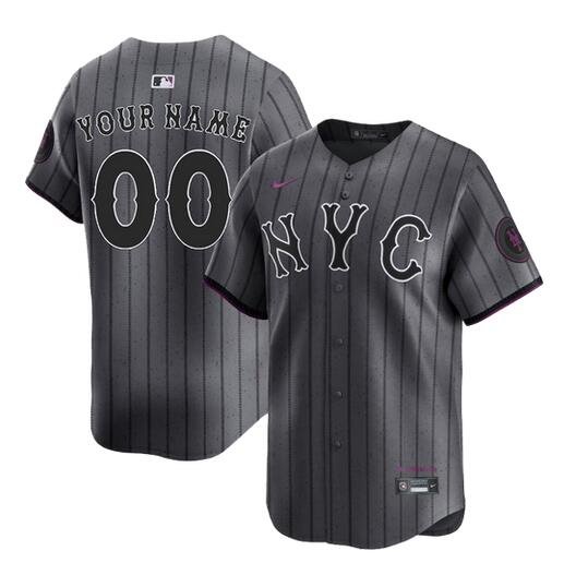 Men's New York Mets Customized Graphite City Connect Limited Jersey