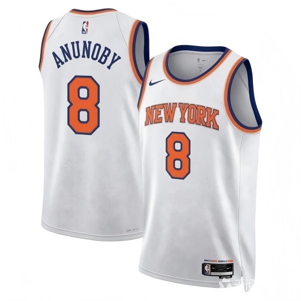 New Yok Knicks #8 OG Anunoby White Association Edition Basketball Jersey 2026