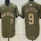 Men's Milwaukee Brewers #9 Bob Uecker Olive 2026 Armed Forces Day Jersey