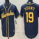 Men's Milwaukee Brewers #19 Robin Yount Navy Blue Stitched Cool Base Jersey