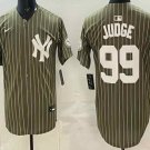 Men's New York Yankees #99 Aaron Judge Olive Pinstripe 2026 Armed Forces Day Jersey