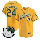 Rickey Henderson Jersey #24 Athletics Kitty Vapor Premier Stitched Gold Jersey