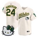 Rickey Henderson Jersey #24 Athletics Kitty Vapor Premier Stitched Cream Jersey