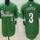 Men's Philadelphia Phillies #3 Bryce Harper Green Limited Stitched Jersey
