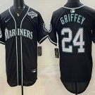 Men's Seattle Mariners #24 Ken Griffey Jr 50th Black Out Style Vapor Premier Limited Jersey