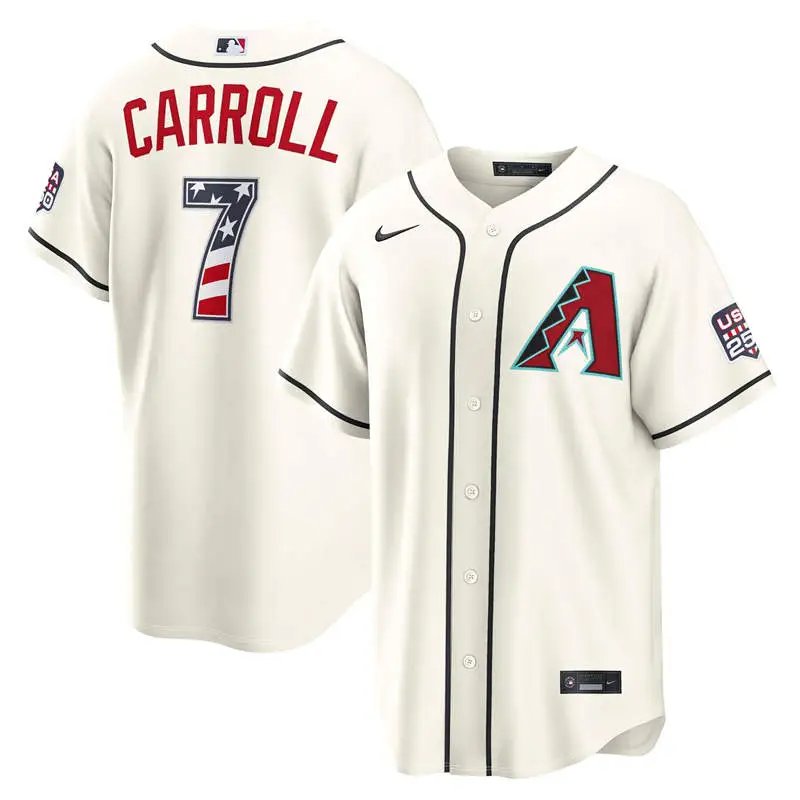 Arizona Diamondbacks #7 Corbin Carroll Cream USA 250 Fourth of July Jersey