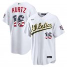 Athletics #16 Nick Kurtz White USA 250 Fourth of July Jersey