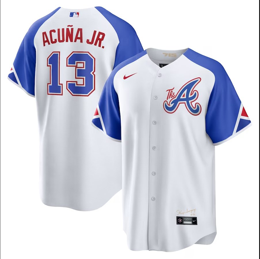 Mens ATL #13 Ronald Acuna Jr. City Jersey White