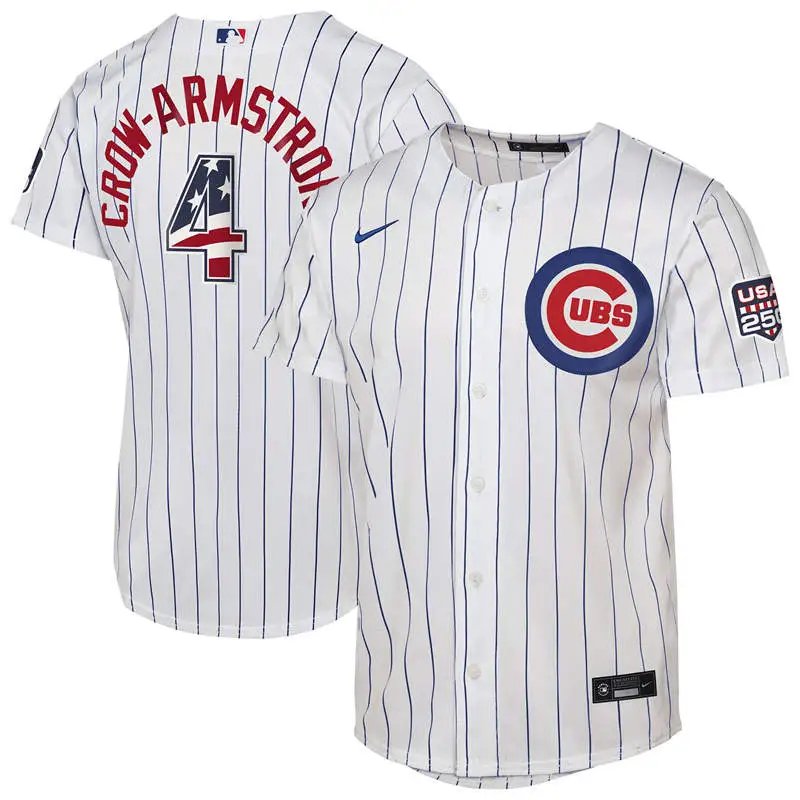 Chicago Cubs #4 Pete Crow-Armstrong White USA 250 Fourth of July Jersey