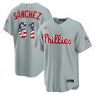 Philadelphia Phillies #61 Cristopher Sanchez Grey USA 250 Fourth of July Jersey