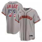 San Francisco Giants #51 Jung Hoo Lee Grey USA 250 Fourth of July Road Jersey