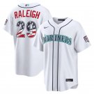 Seattle Mariners #29 Cal Raleigh White USA 250 Fourth of July Home Jersey