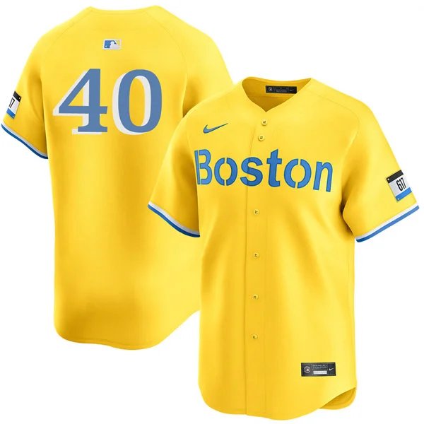 Men's Boston Red Sox #40 Willson Contreras Yellow City Connect Limted Jersey