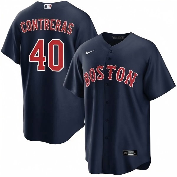 Mens Boston Red Sox #40 Willson Contreras Navy Alternate Limted Jersey