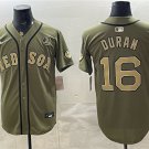 Men's Boston Red Sox #16 Jarren Duran Olive Armed Forces Stitched Baseball Jersey
