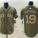Men's Boston Red Sox #19 Roman Anthony Olive Armed Forces Stitched Baseball Jersey