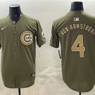 Men's Chicago Cubs #4 Pete Crow-Armstrong Olive Armed Forces Stitched Baseball Jersey