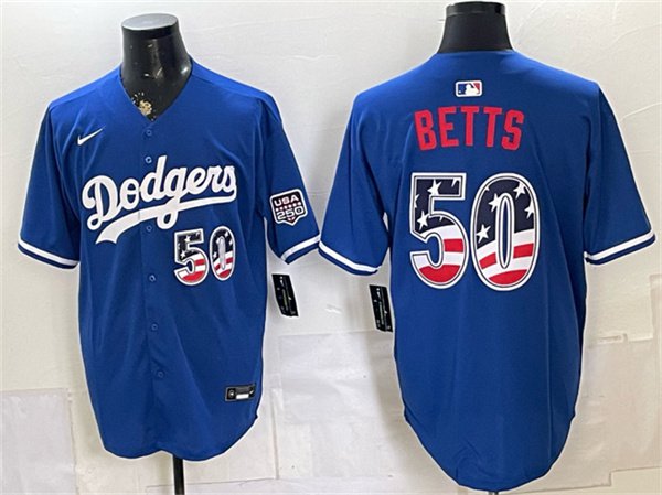 Men's Los Angeles Dodgers #50 Mookie Betts Royal 250 Fourth of July Stitched Jersey