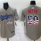 Men's Los Angeles Dodgers #50 Mookie Betts Gray 250 Fourth of July Stitched Jersey