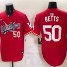 Mookie Betts Jersey #50 Los Angeles Dodgers One Piece 2025 Stitched Red