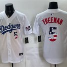 Men's Los Angeles Dodgers #5 Freddie Freeman White 250 Fourth of July Stitched Jersey