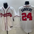Men's Atlanta Braves #24 Deion Sanders White Cool Base Stitched Baseball Jersey
