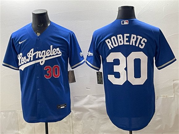 Men's Los Angeles Dodgers #30 Dave Roberts Royal Alternate Stadium Stitched Jersey