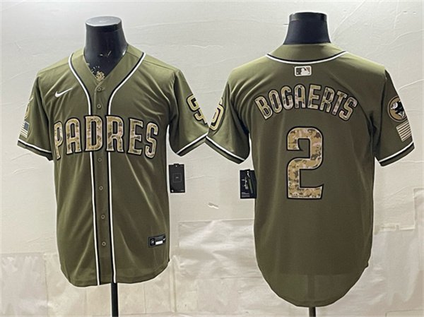 Men's San Diego Padres #2 Xander Bogaerts Olive 2026 Armed Forces Day Stitched Jersey