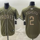 Men's San Diego Padres #2 Xander Bogaerts Olive 2026 Armed Forces Day Stitched Jersey