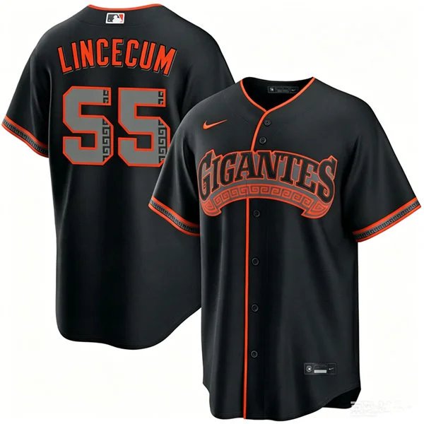 Mens San Francisco Giants 55 Tim Lincecum Black Gigantes Limited Jersey