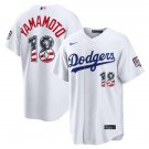 Men's Los Angeles Dodgers #18 Yoshinobu Yamamoto White 250 Fourth of July Stitched Jersey