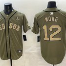 Men's Boston Red Sox #12 Connor Wong Olive Armed Forces Day Cool Base Jersey