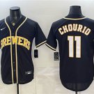 Men's Milwaukee Brewers #11 Jackson Chourio 2026 Fashion Replica Black Out Stitched Jersey