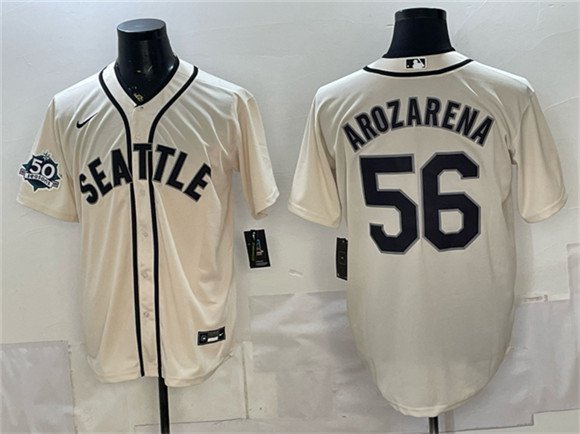 Mariners #56 Randy Arozarena Cream 50th Anniversary Alternate Stitched Baseball Jersey