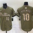 Phillies #10 J.T. Realmuto Olive 2026 Armed Forces Day Stitched Jersey