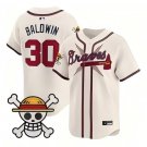 Drake Baldwin Jersey #30 Atlanta Braves One Piece Premier Stitched Cream