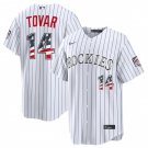 Men's Colorado Rockies #14 Ezequiel Tovar White 2026 USA 250 Fourth of July Stitched Jersey